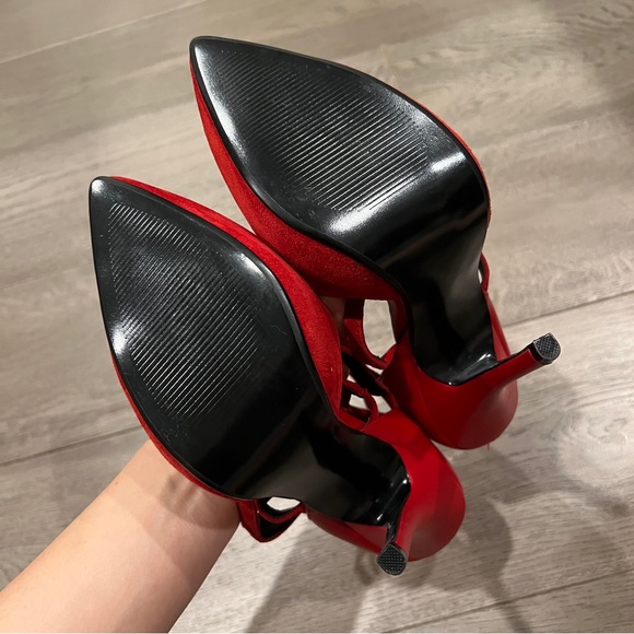 NWOT Steve Madden ‘Netty’ Red Suede Pointed Strappy Stiletto Heels - Picture 7 of 8